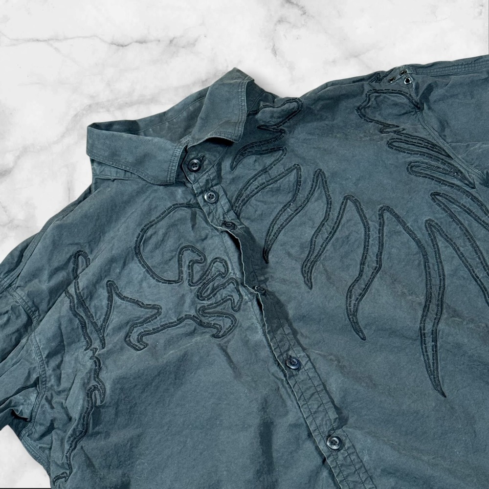 Maharishi hardy blechman‎ L Italian Coated Cotton Black Embroidered LS 16/41